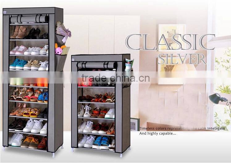 9 Tiers Front one door shoe storage with anti dusty fabric cover(FH-FR00709)