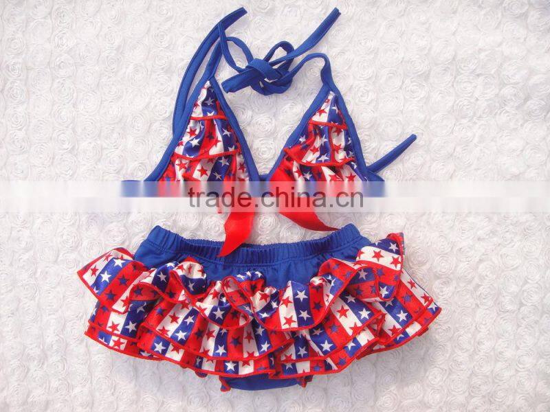 Satin leopard children girls swimwear hot selling satin two piece bikini set for girls