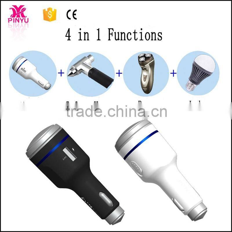 Tactical outdoor electronic innovative car charger with LED and harmmer for Self-help
