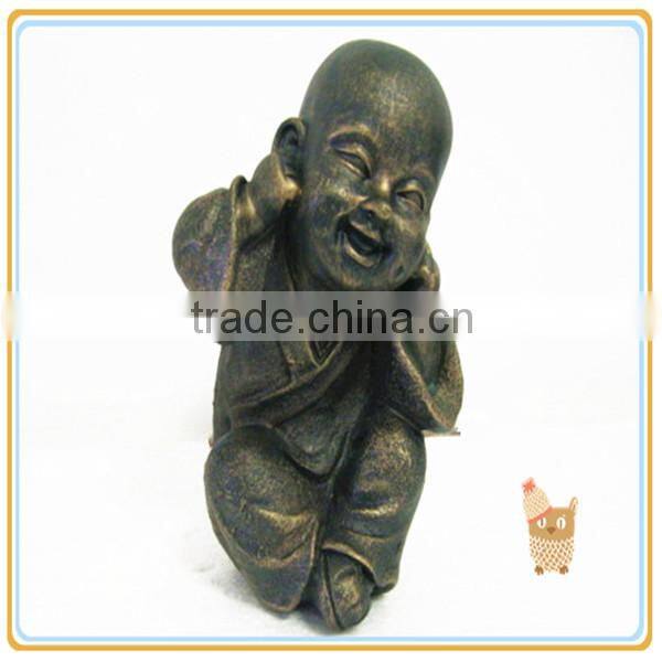 Resin Little Sitting Monk with Hands Covering Mouth Craft for Home Decoration