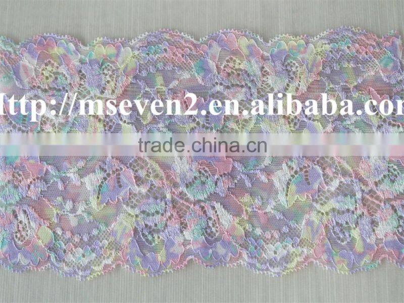 beautiful colorful african lace trimming elastic tulle fabric 100% nylon lace
