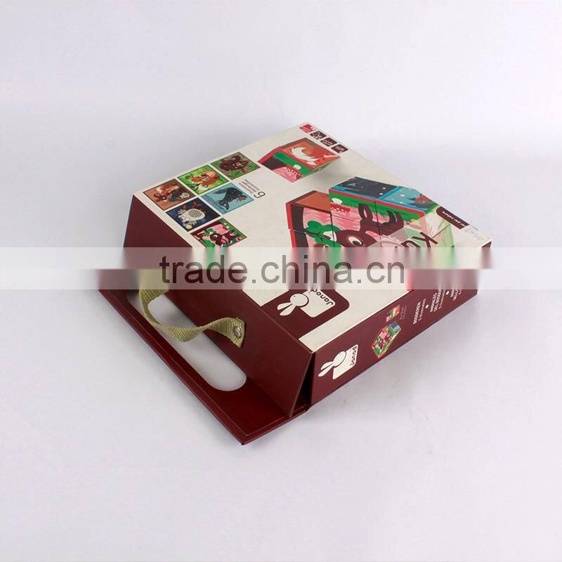 Custom toy folding paper gift box with handle