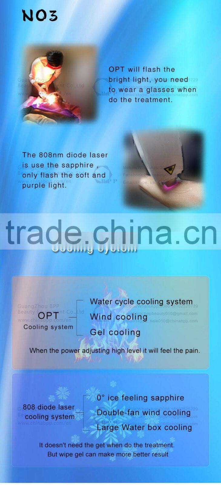 Sapphire handlepiece!! 808nm diode laser hair removal spatula