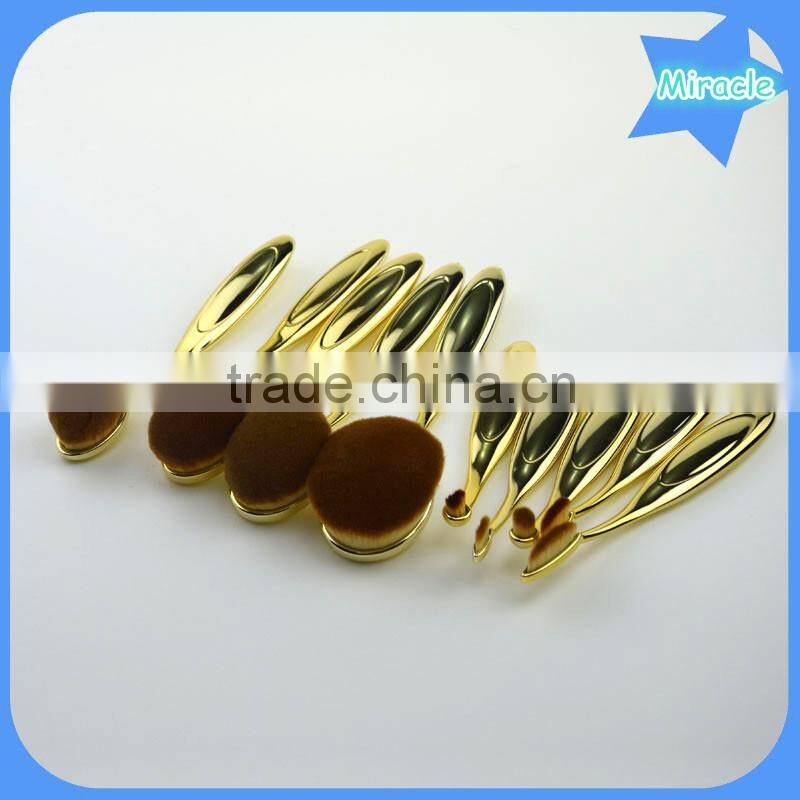 Big Promotion Sale Professional make up set 10pieces BB cream tooth foundation brush rose gold oval makeup brush set wholesale
