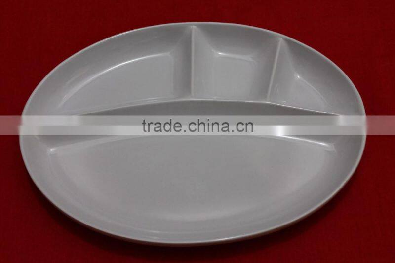 Malaysia Made Melamine 4 Compartments Oval Food Plate