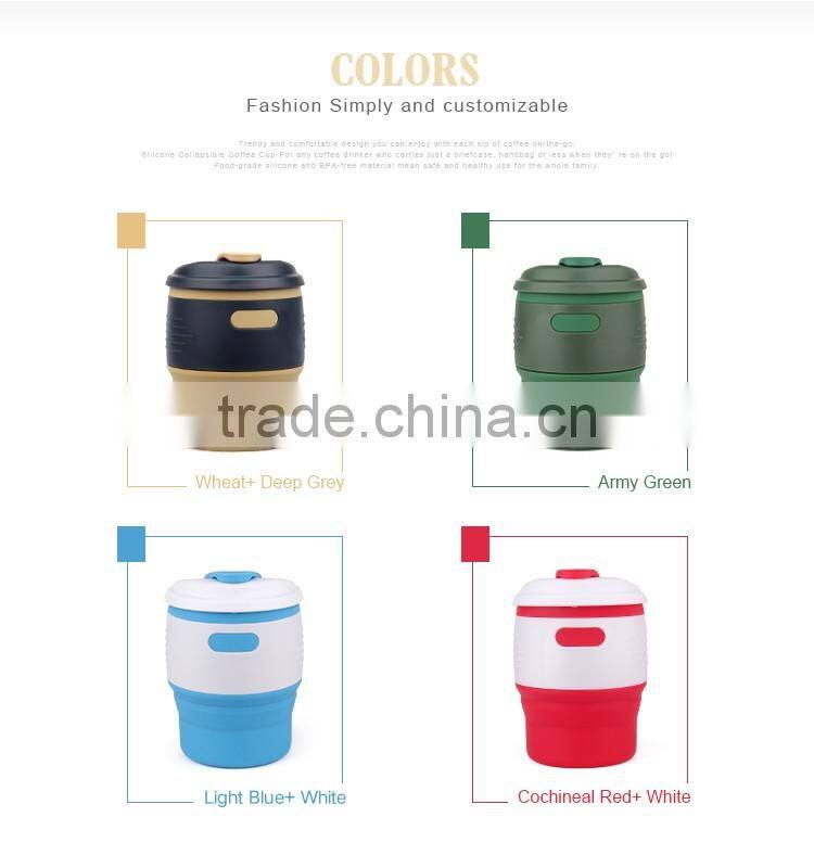 Colorful soft non-toxic collapsible silicone mugs for sublimation