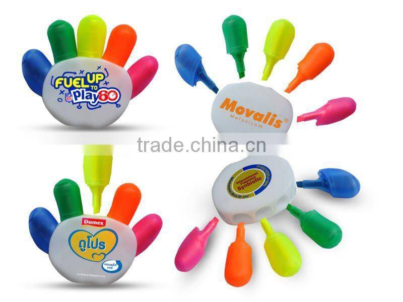 Sonw shape palm shape hot stationery highlighter pens many colors fluorescent marker pen for Children/Highlighter marker