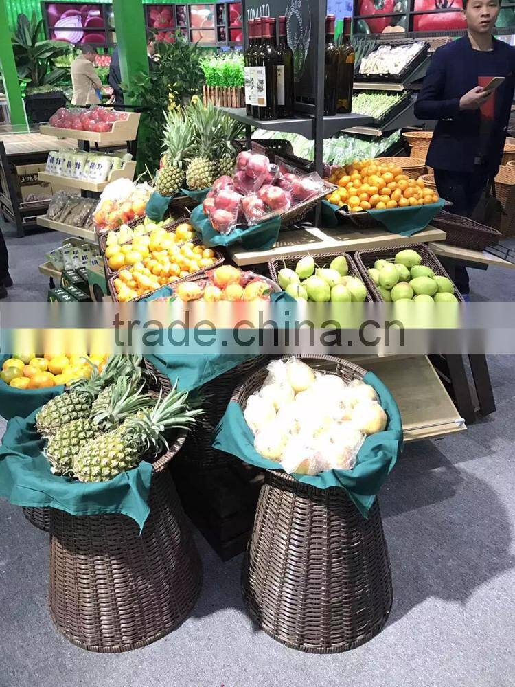 Large capability synthetic rattan woven display basket with stand