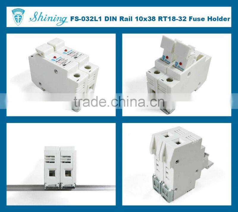 FS-032L1 LED Indicator 110V 32A 2 Pole 10x38 Cylindrical Fuse Holder