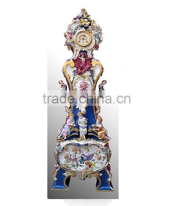 European Character Design Ceramic Floor Clock, Ornate Porcelain figurine Big Ben,Grandfather Clock With The Innocent Cherub