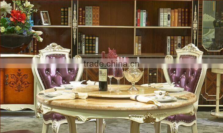 European Style Fashionable Dining Room Set, Palace Royal Wooden Round Dining Table and Chairs Set (BF01-ML022)