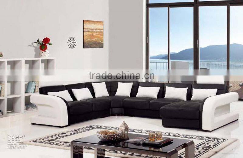 Bisini Genuine Leather White and Black Living Room Sofa Furniture