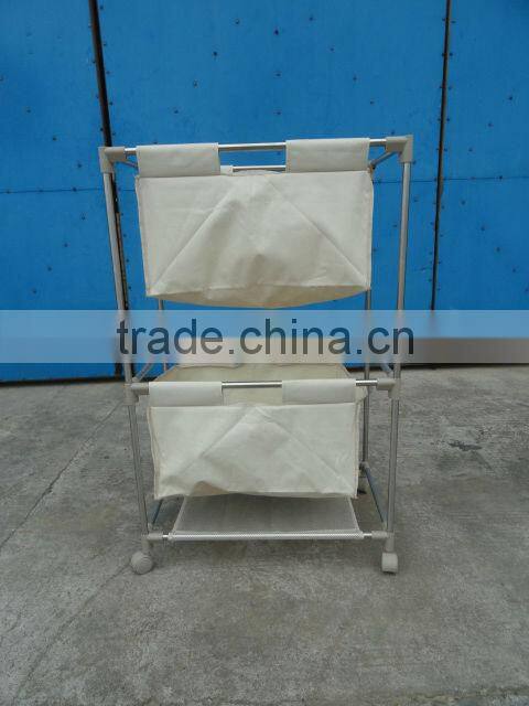 two-layers wheeled laundry cart for hotel