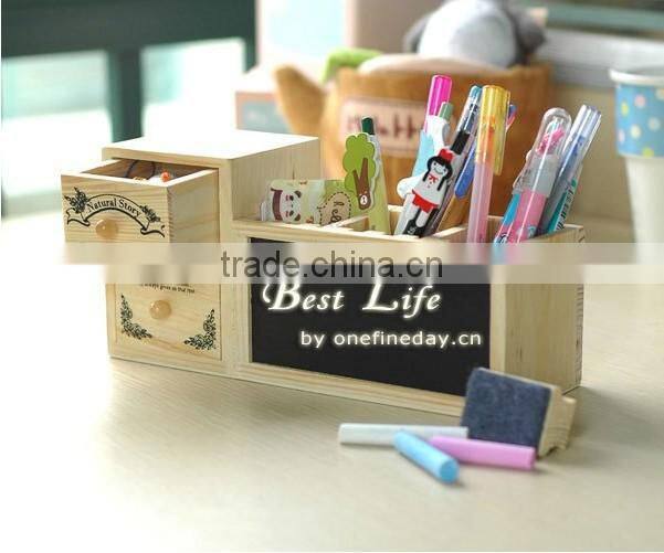 JJ200 Korean wood small blackboard storage box pen holder