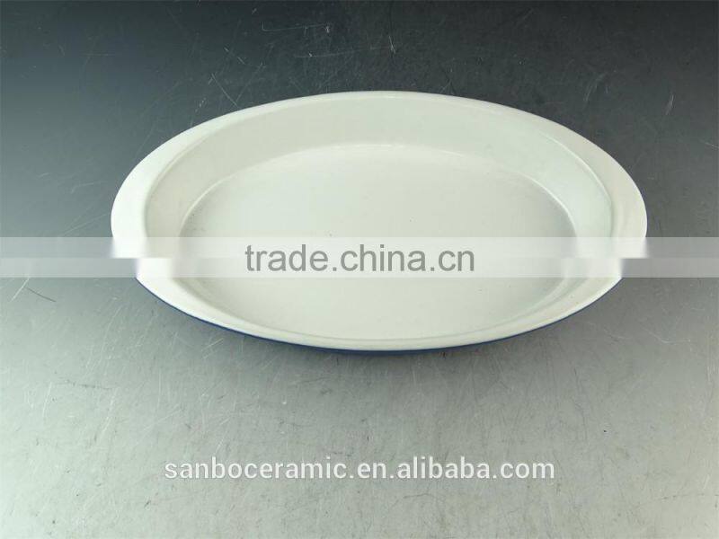 Hot Wholesale oval glazed ceramic bake plate for daily use porcelain bake plate