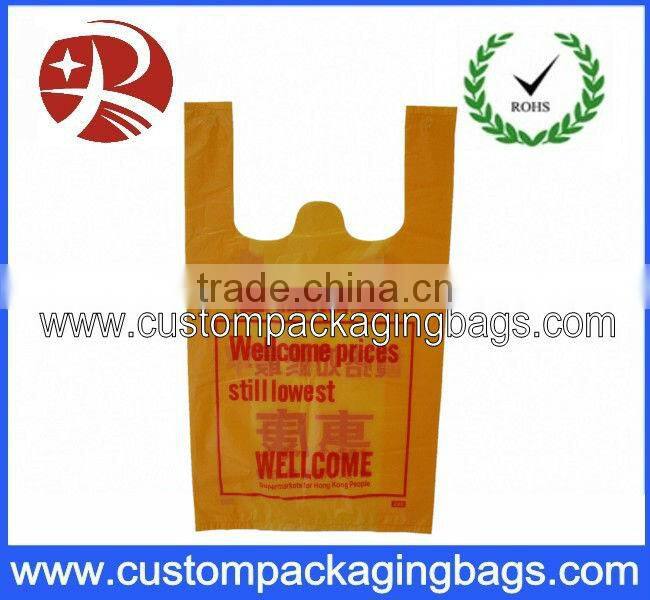 Light yellow with printing red LOGO T-shirt biodased shopping bag