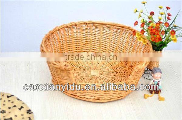 Wicker Pet Basket with Navy Pillow Woven Dog Basket and Bed Special and Warm Pet House