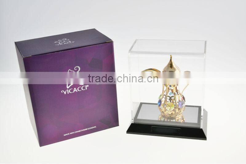 Gold Plated Decorative Mid-east Kettle with Acrylic Box for home decoration