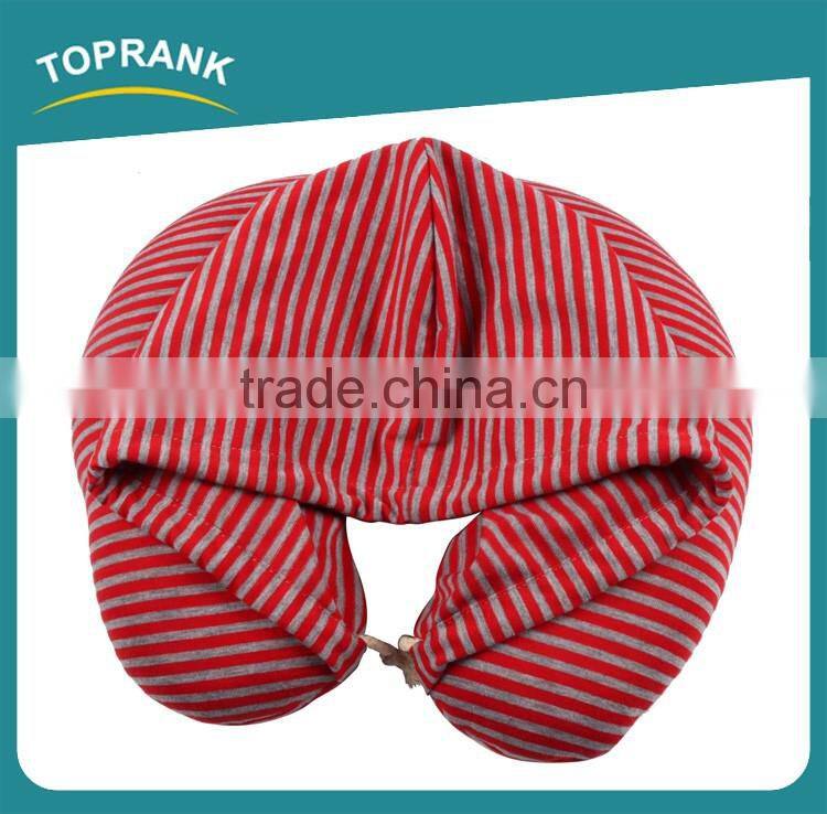 New Design Custom Printed Pillow Case U Shape Travel Hoodie Neck Pillow Travel Hooded Pillow With Sweatshirt Hat