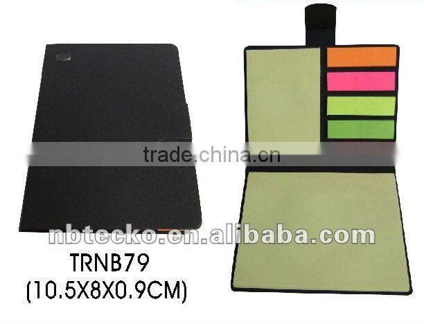 Recycled paper cover notebook with memo stick and card holder for promotion