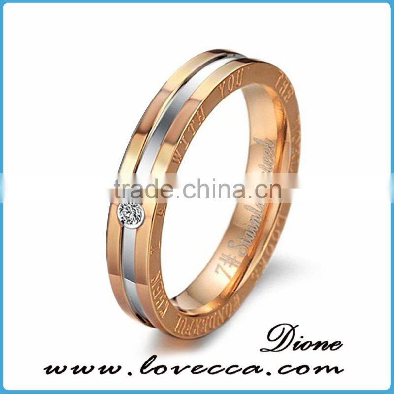 Custom couples wedding ring stainless steel jewelry with rose gold plating