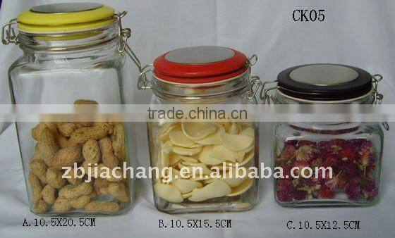 Hot sell- Airtight clear airtight glass jar with metal clip