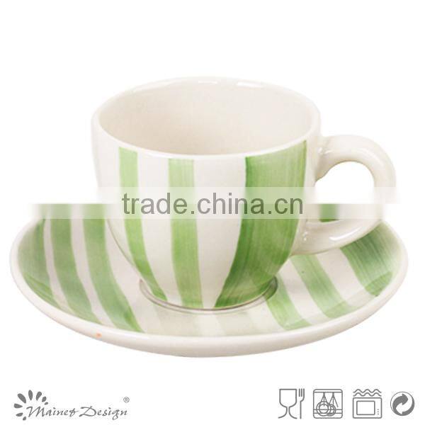 hand painting stripe Cup Saucer Cheap high quality mordern design