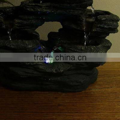Two Stream Rock Tabletop Fountain with LED Lights