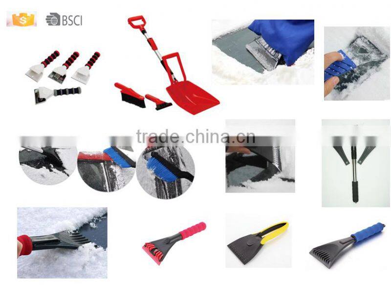 10 years factory ice scraper with EVA grip, short handle plastic ice scraper