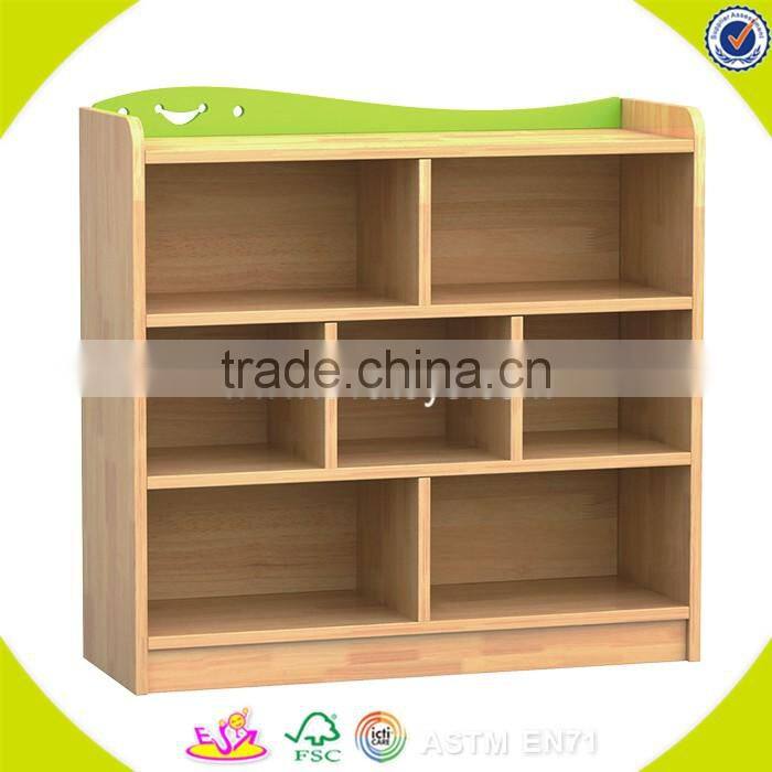 Wholesale customized wooden kids shelf , elegant and simple style wooden storage shelf toy for kids W08C212