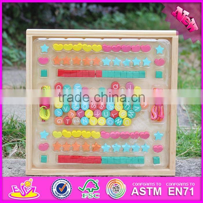 2016 new design funny wooden threading beads for toddlers W11E062