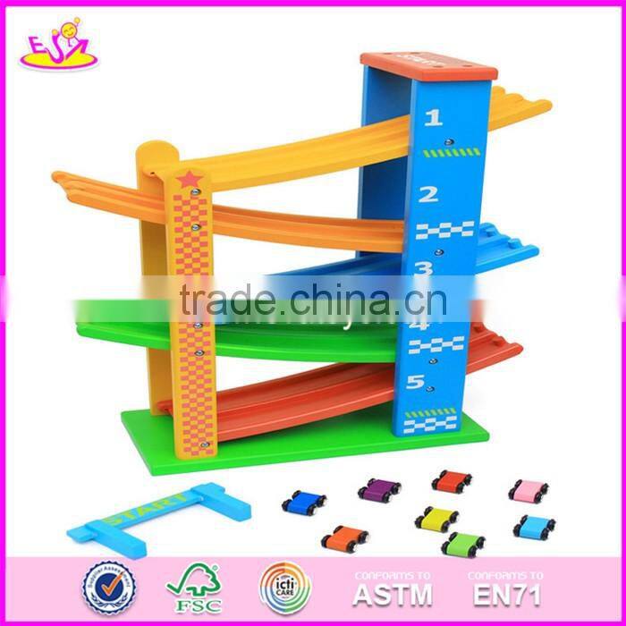 2017 new design 5 levels children funny wooden race car track toy W04E050