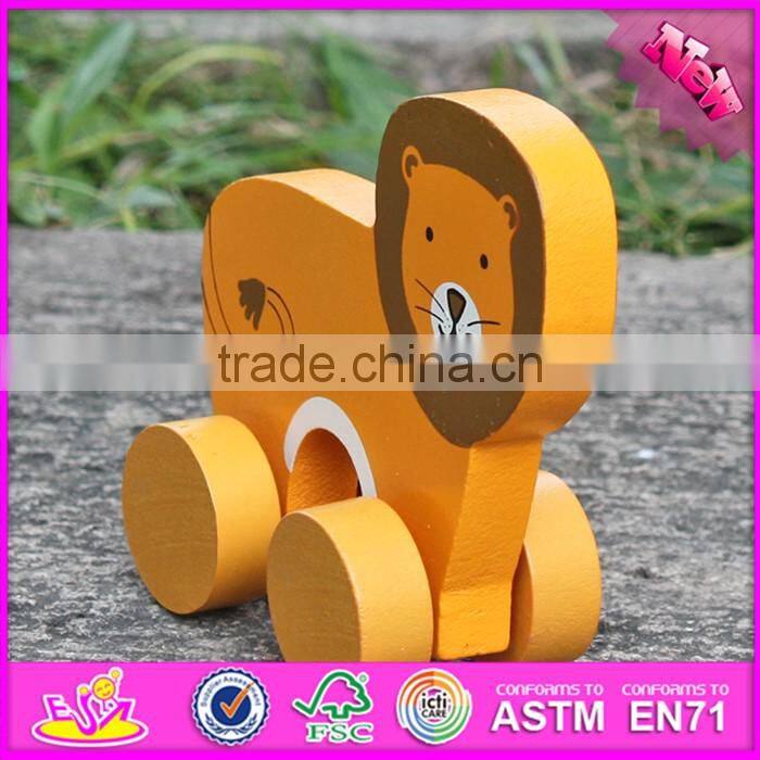 2017 New products kids lion car toy wooden toy plans W04A320