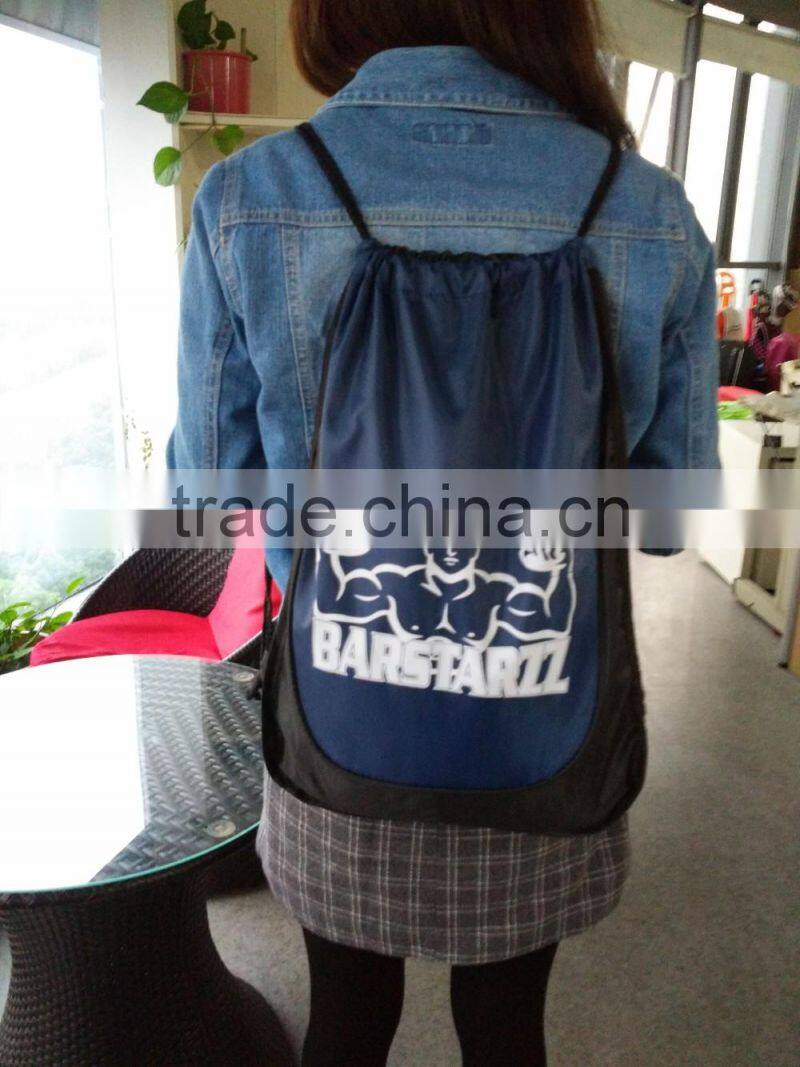 ECO friendly reusable and recyclable polyester backpack with string