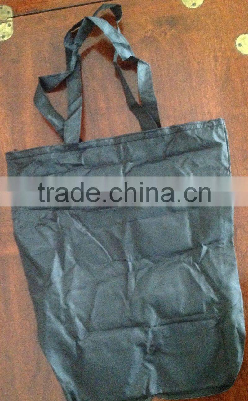 Norwegian Black Shopping Bag Foldable into a Zipper Pouch, Reusable shopping bags