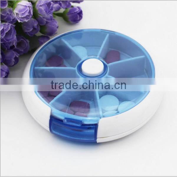 custom round 7 compartment plastic medicine storage pill box,custom practical plastic seven days pill box,plastic pill box