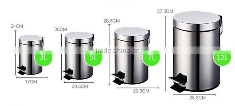 Home Used Indoor Metal Waste Bin With Swing Cover