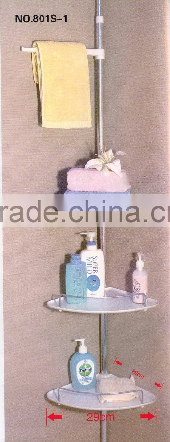4 tier telescopic stainless steel adhesive bathroom pole shelf