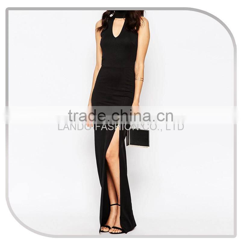 Ladies sex open back side split gown dress & Wholesale ladies fashion party wear gown evening dresses 2016