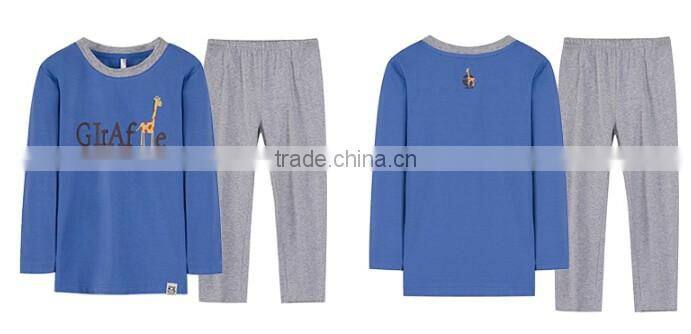 100% cotton kids pajama blank boys and girls shirts+pants pajama sleepwear baby pajamas