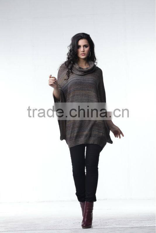 2013 Ladies Newest Design Brown Loose Short-sleeve Sweater