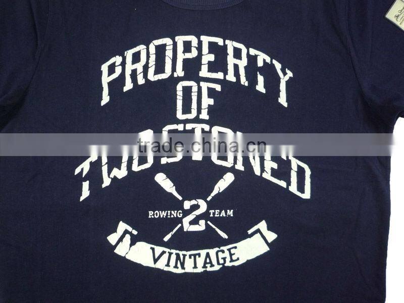 Wholesale mens cracked print o-neck t-shirt with acid wash