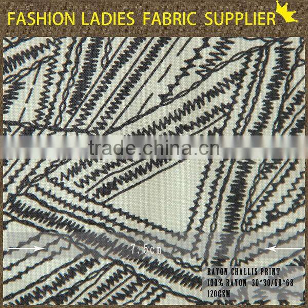 shaoxing cichengtex fashion black and white rayon fabric ,Geometric Shapes style fabric