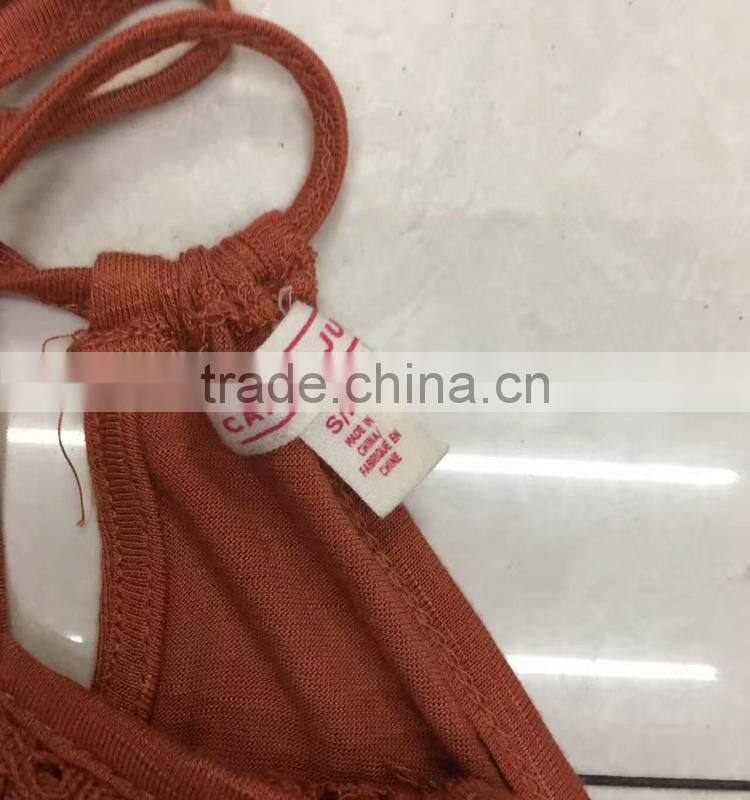 Women lace orange tank top stock clothing