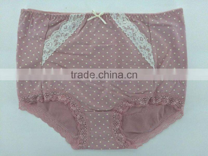 Hot sale !!! 2015 New Arrival Dark Pink Color Briefs With Lace Big Size Women Mommy Pants