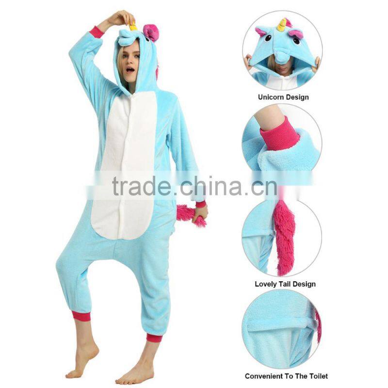 Heated flannel funny cartoon animal unicorn onesie 2017 family christmas pajamas Wholesale