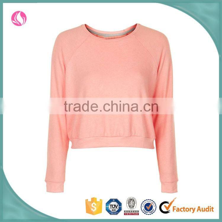Women lounge wear pink plain girl casual sweatshirt without hood