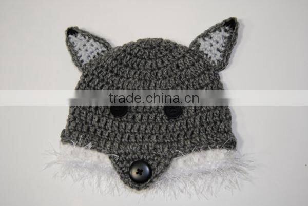 Crochet knitting winter animal fox ears hat