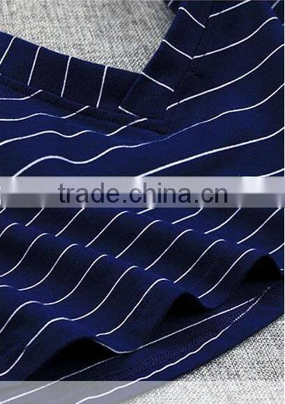 Female striped 7 minutes of sleeve T-shirt