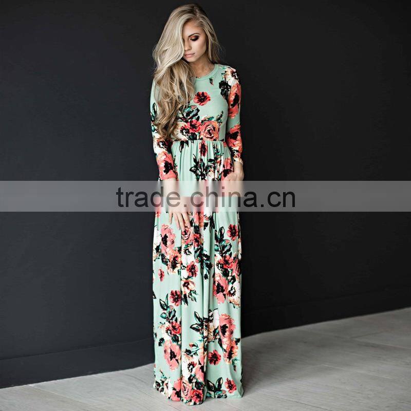 Floral Print New Cotton Women Maxi Dress 2017 Plus Size Summer Dress Long Frock Design